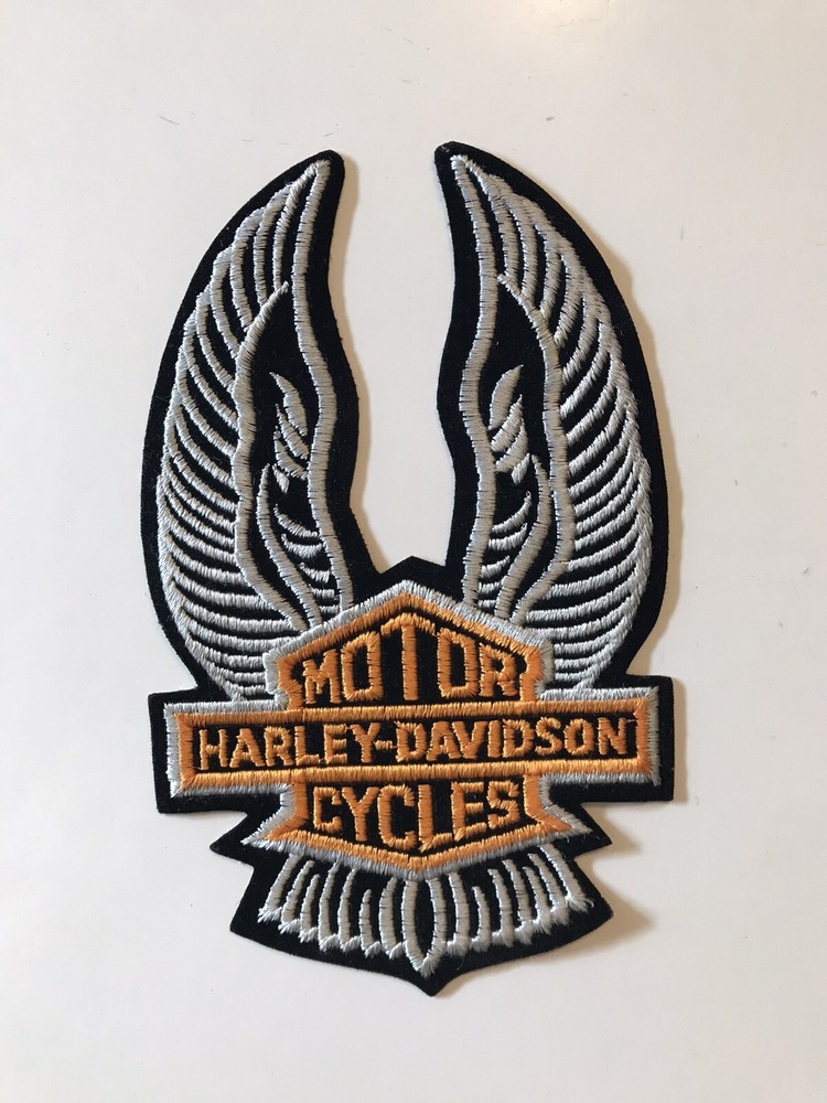 8 1/4" Harley Davidson Eagle Wings UP Patch Jacket HOG Bar & Shield White Black