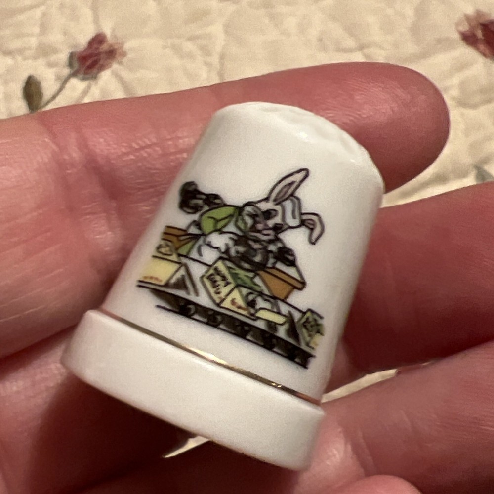 Vintage Easter Thimble Lot Porcelain (2) Easter Bunny Easter Chick Easter Rabbit