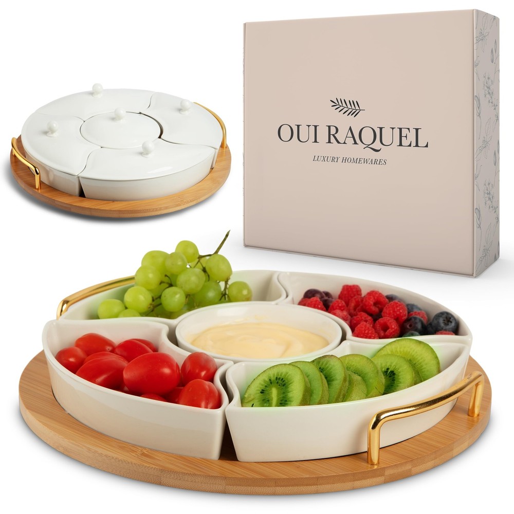 Chip and Dip Serving Set, 13.5" Serving Platters and Trays, Appetizer Serving...