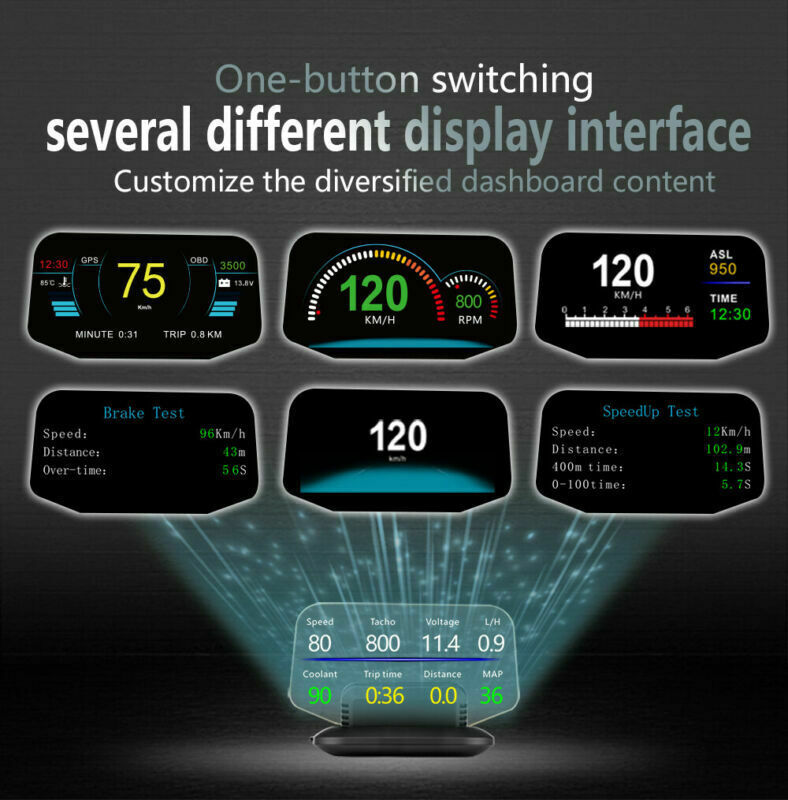 HUD OBD Head Up Display Car GPS System Speedometer Projector Diagnostic Tool OIT