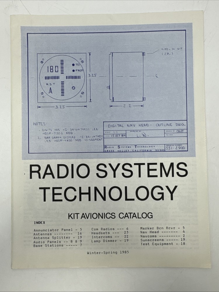 Radio Systems Technology Kit Avionics Catalog Winter Spring 1985