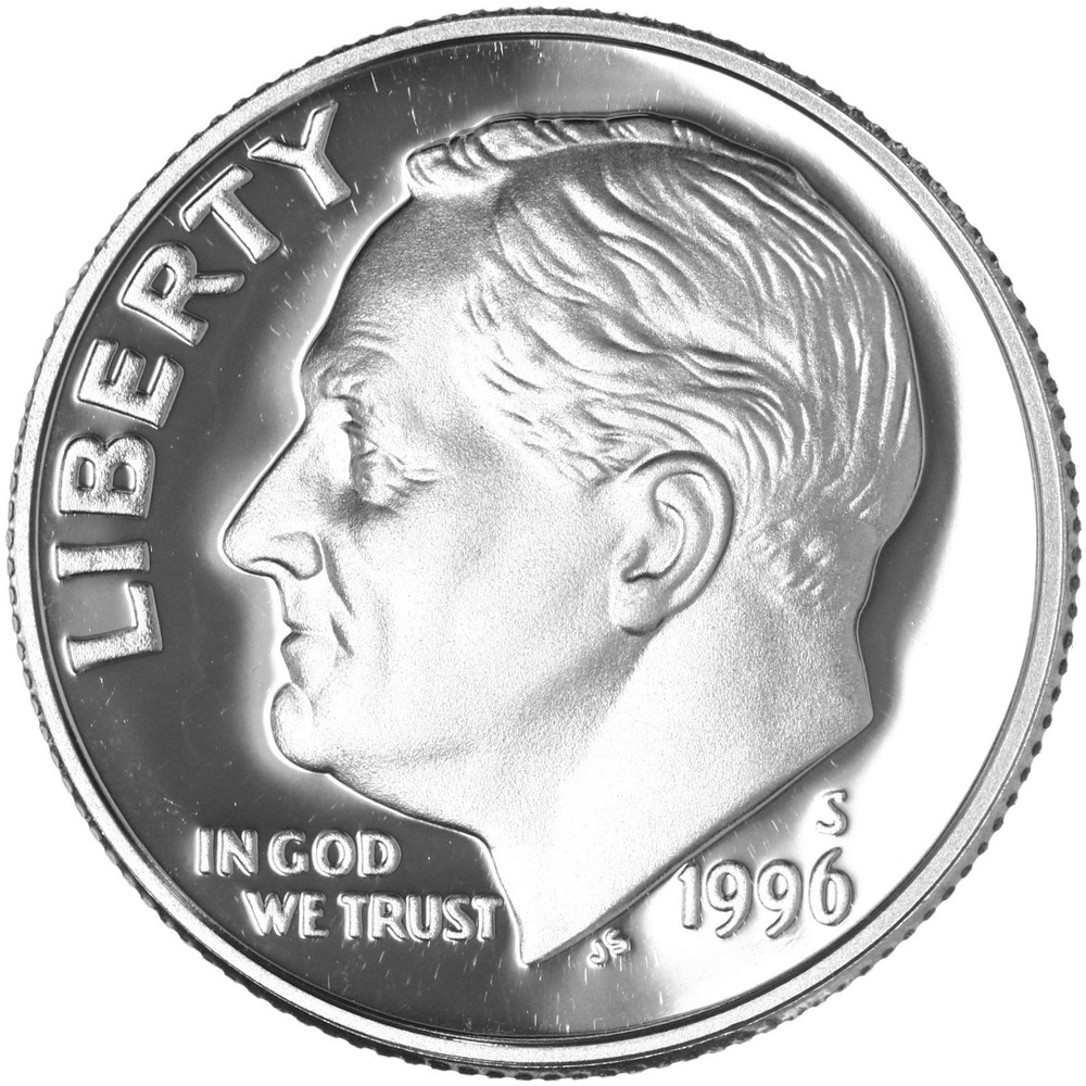 1996 S Roosevelt Dime Gem DCam Proof 90% Silver