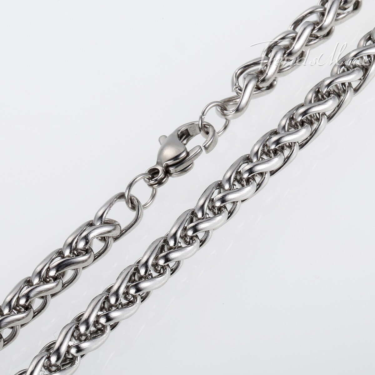 3/4/5/6/8mm Braided Wheat Chain Silver 316L Stainless Steel Men Women Necklace