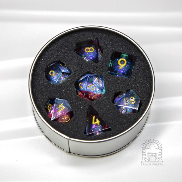 Sage's Spirits - Ember Spirits Liquid Core Sharp Edge Resin Dice Set