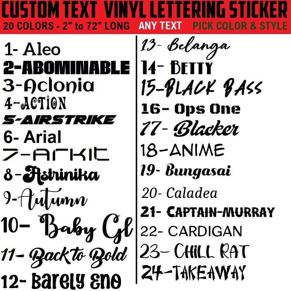 Custom Text Vinyl Lettering Sticker Decal Personalized - ANY TEXT - ANY NAME [A1