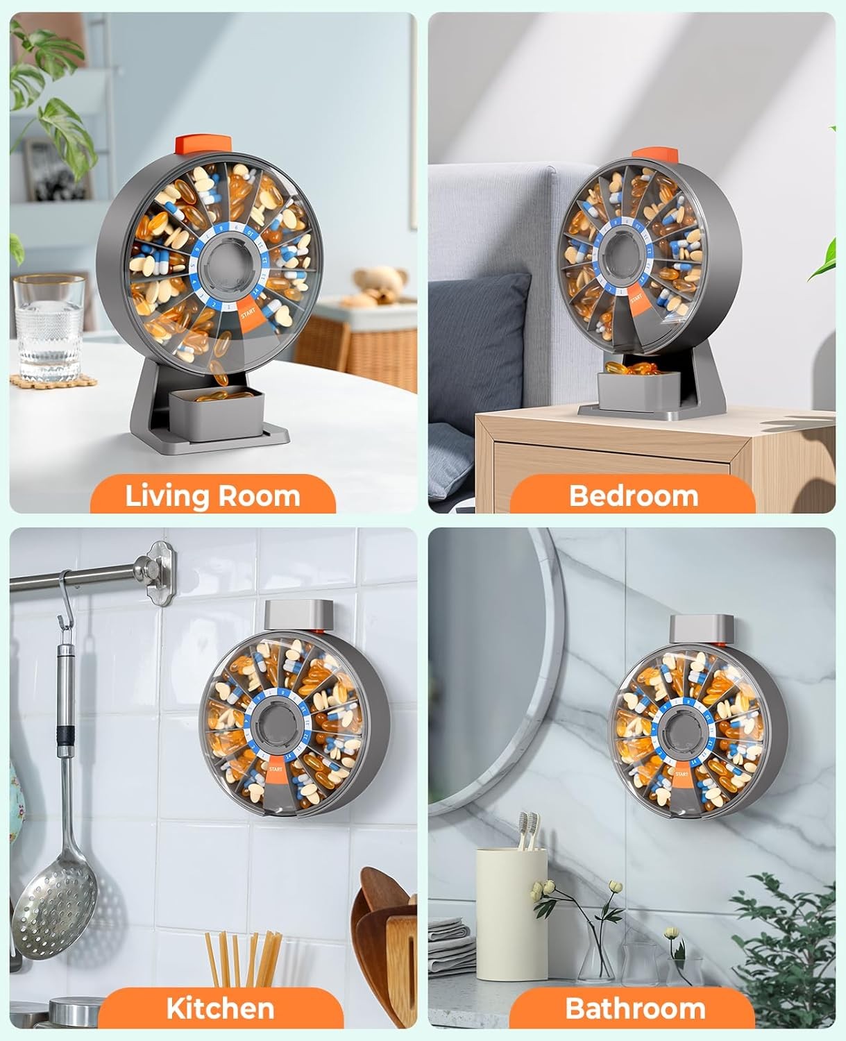 Pill Dispenser Daily,Large Pill Organizer with Standing Used,Used for 14 days