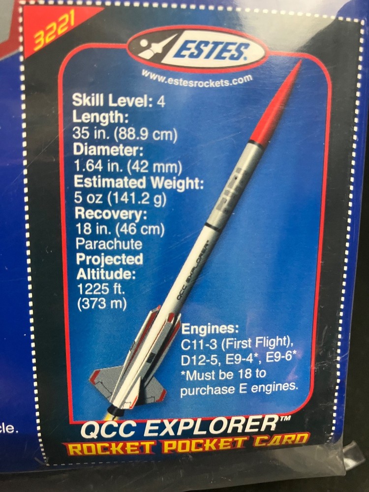 Estes QCC Explorer OOP Flying Model Rocket Kit - Skill Level 4 - Sealed