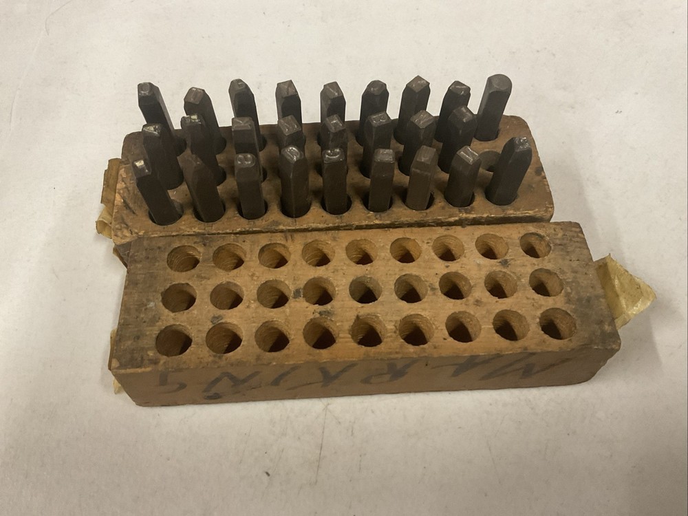 Vtg Letter Stamp Leather Set