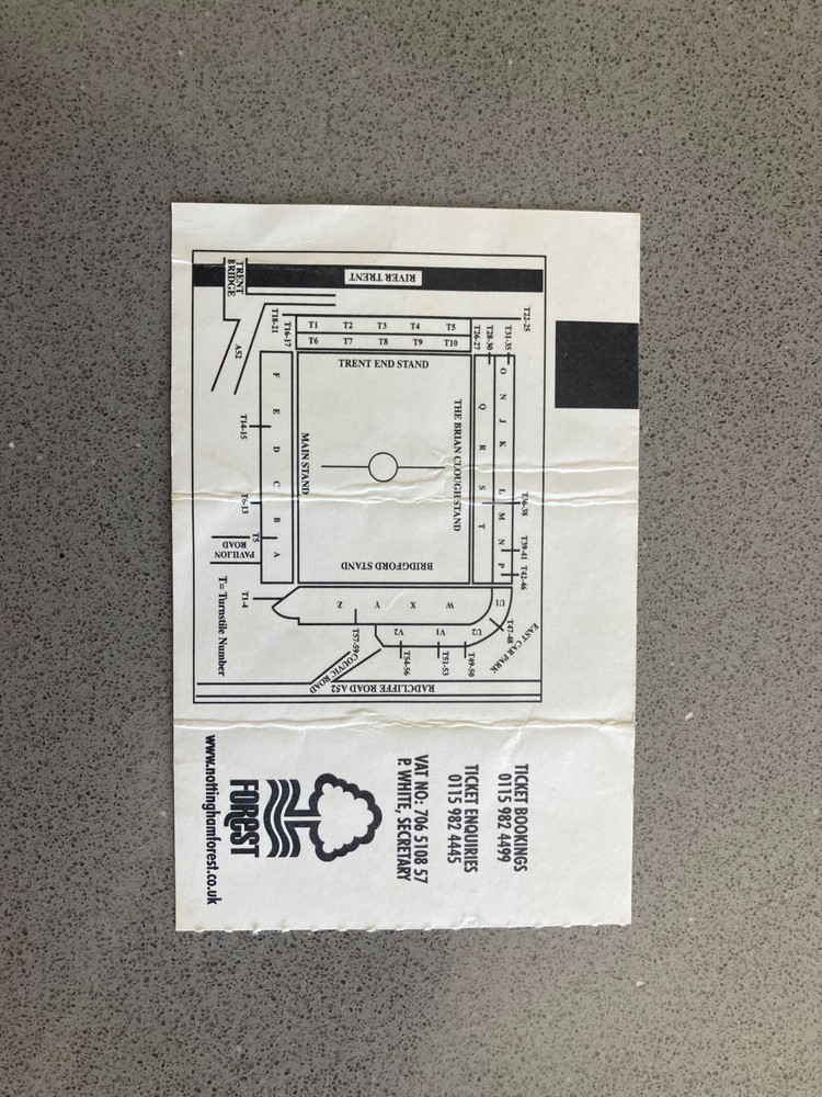 Nottingham Forest v Wolverhampton Wanderers 2001-02 Match Ticket