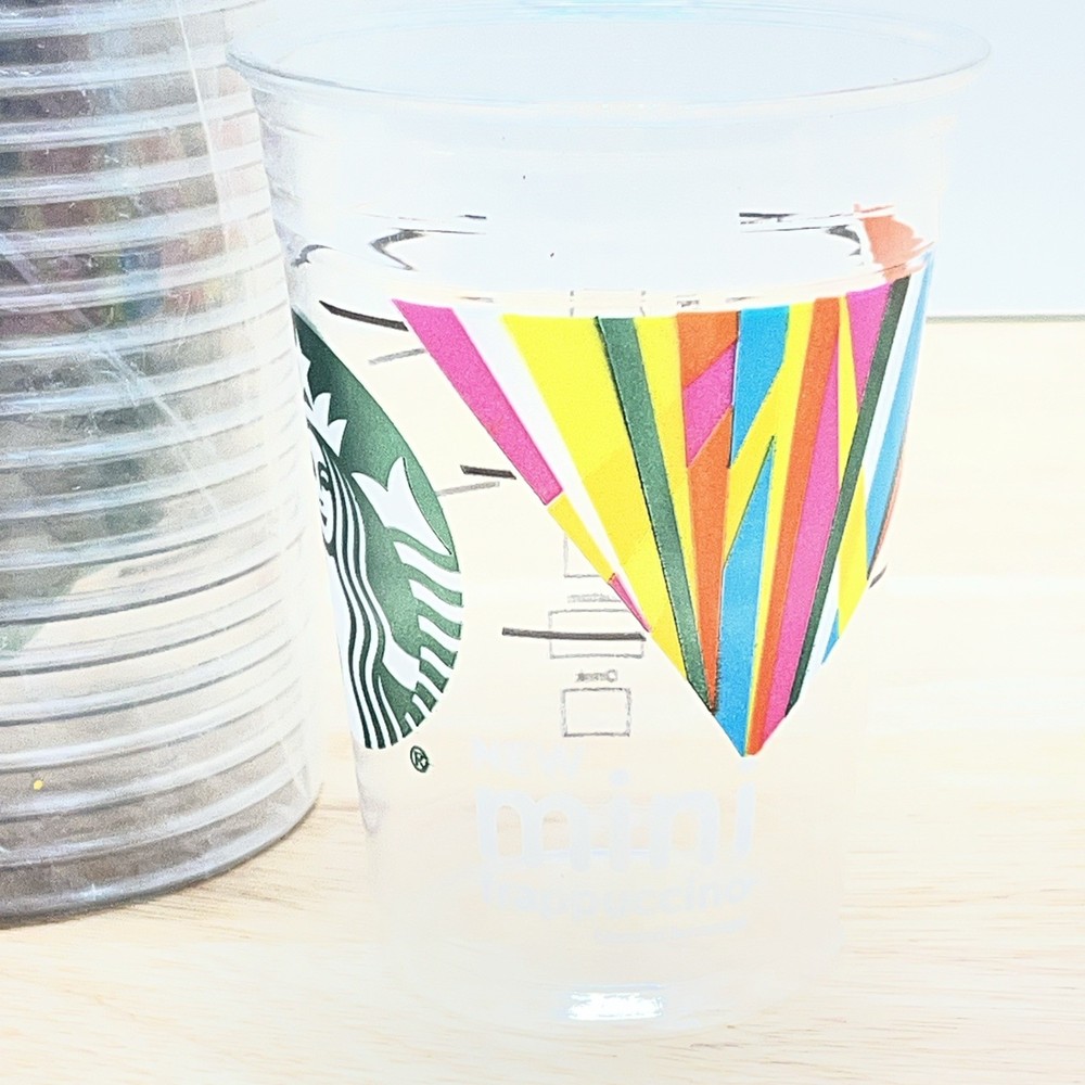 Starbucks Plastic Mini Clear Cups 50 ct Sleeve Mini Frap Release Open Pkg