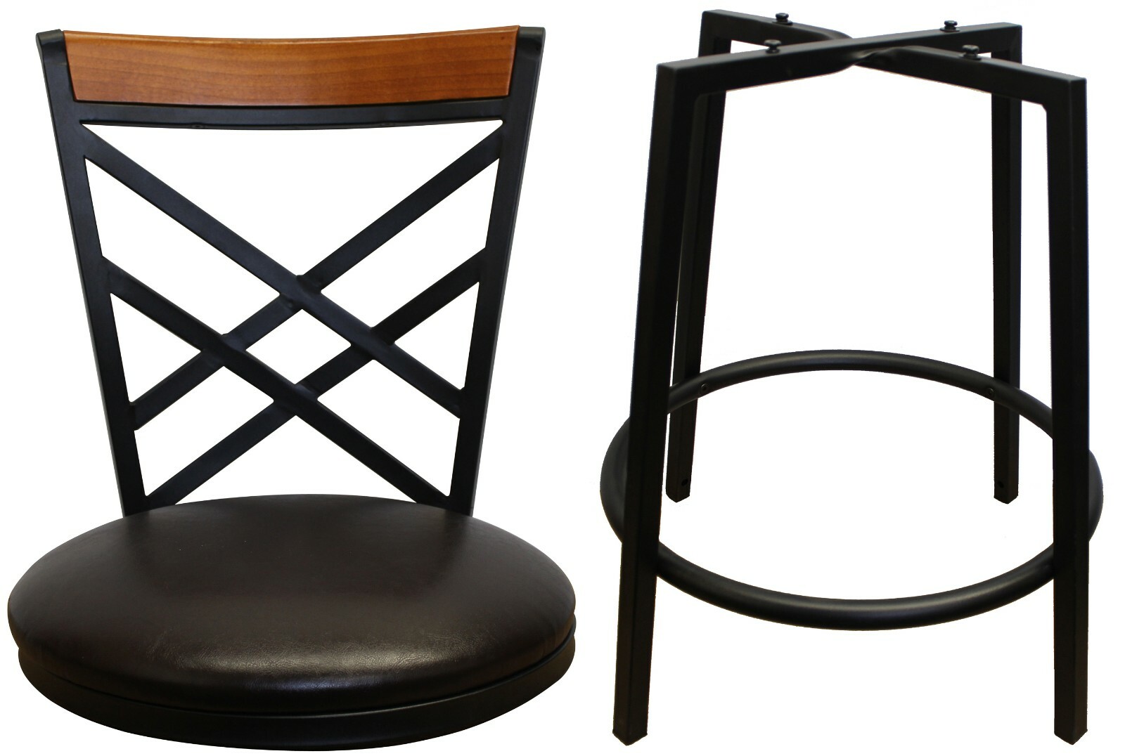 eHemco Swivel Metal Barstool with Double X Back Faux Leather Seat (Collectible)