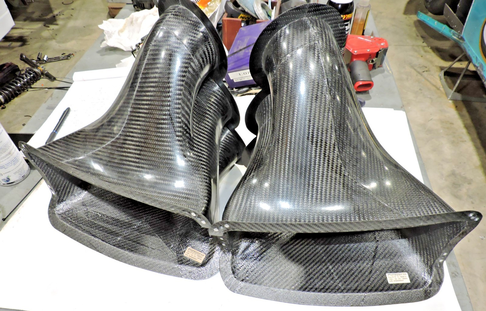 Fibreworks Carbon Fiber nose ducts to 4" outlets L&R Late Model Nascar