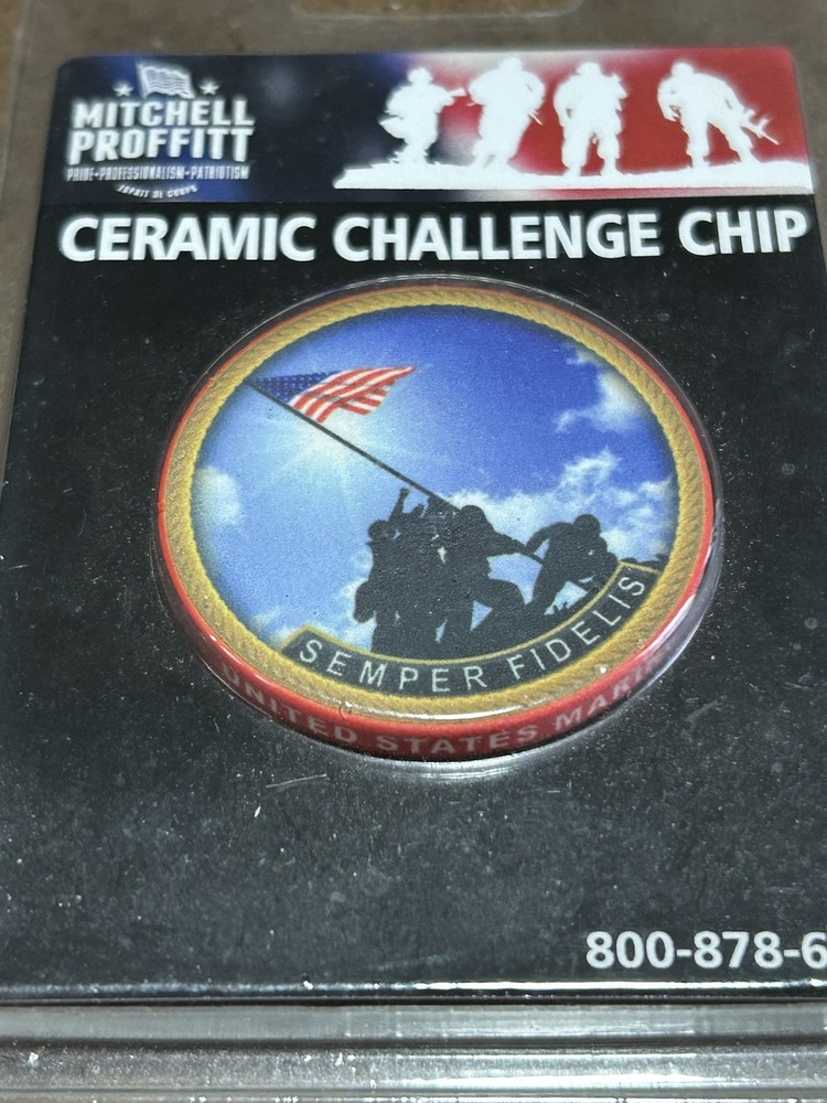 USMC CERAMIC CHALLENGE CHIP, NEW IN PACKAGE