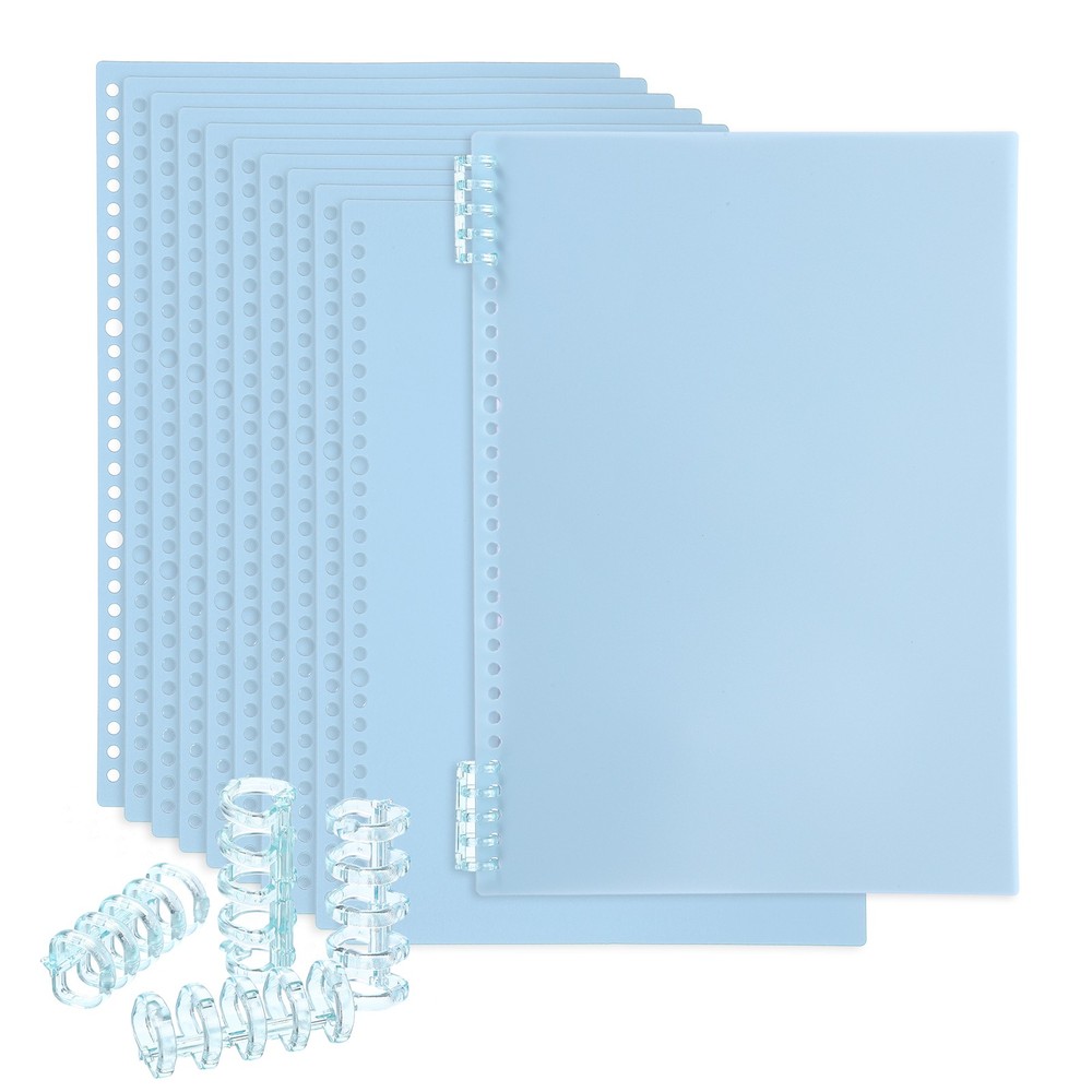 12 Pack A4 22 Mil Plastic Notebook Binder Covers with Binding Comb, Light blue
