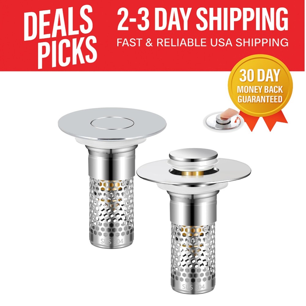 Elegantly Designed Bathroom Sink Stopper with Anti-Clogging Feature | 2-Pack