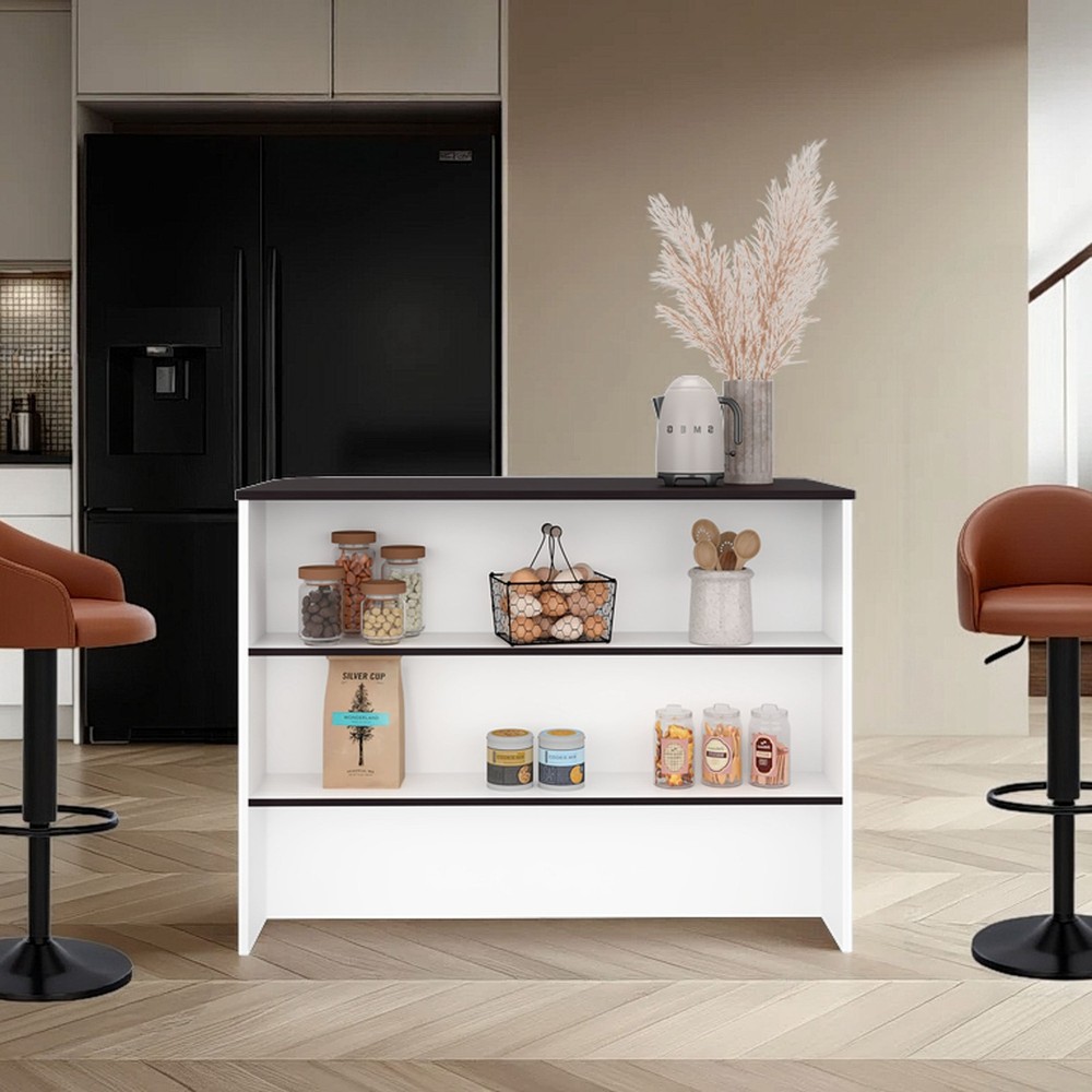 Wenge and White Kitchen Island with Ample Storage Space