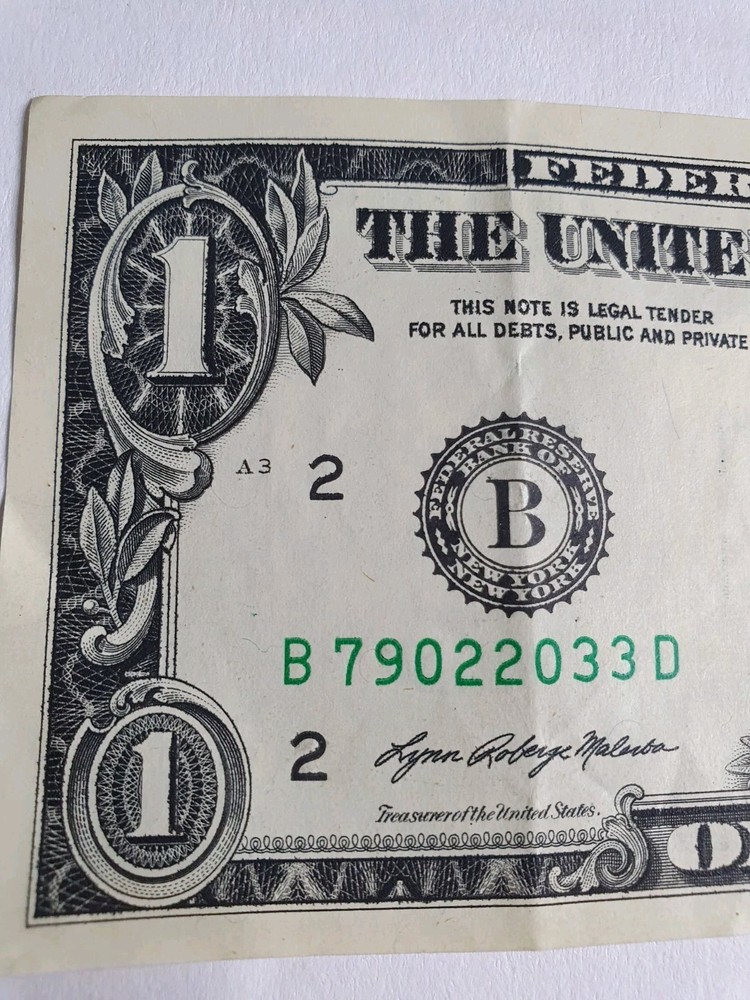 US One Dollar Bill Currency Ink Bleed Front ERROR 2021 Circulated