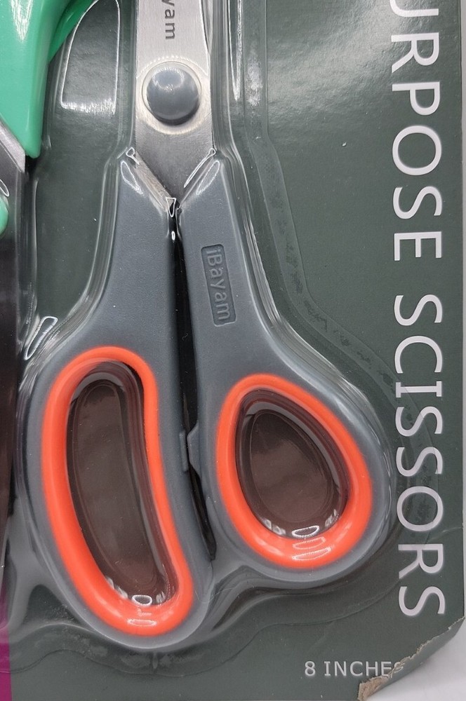 Scissors iBayam 8" Multipurpose Scissors Bulk 3-Pack Ultra Sharp Blade Shears