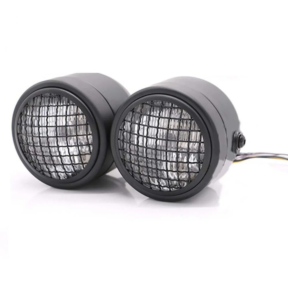 2PCS Black Modified Front Headlight Suitable FIt for Harley Headlight Light Bulb