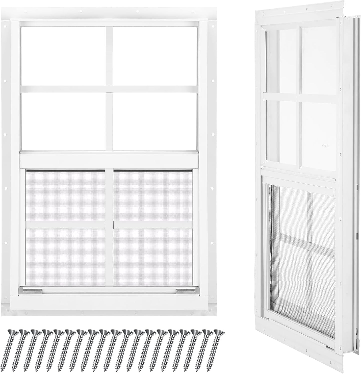 Tandefio 2 Pack 12''x18'' Shed Windows, Small Sliding Windows, White Flush Mount