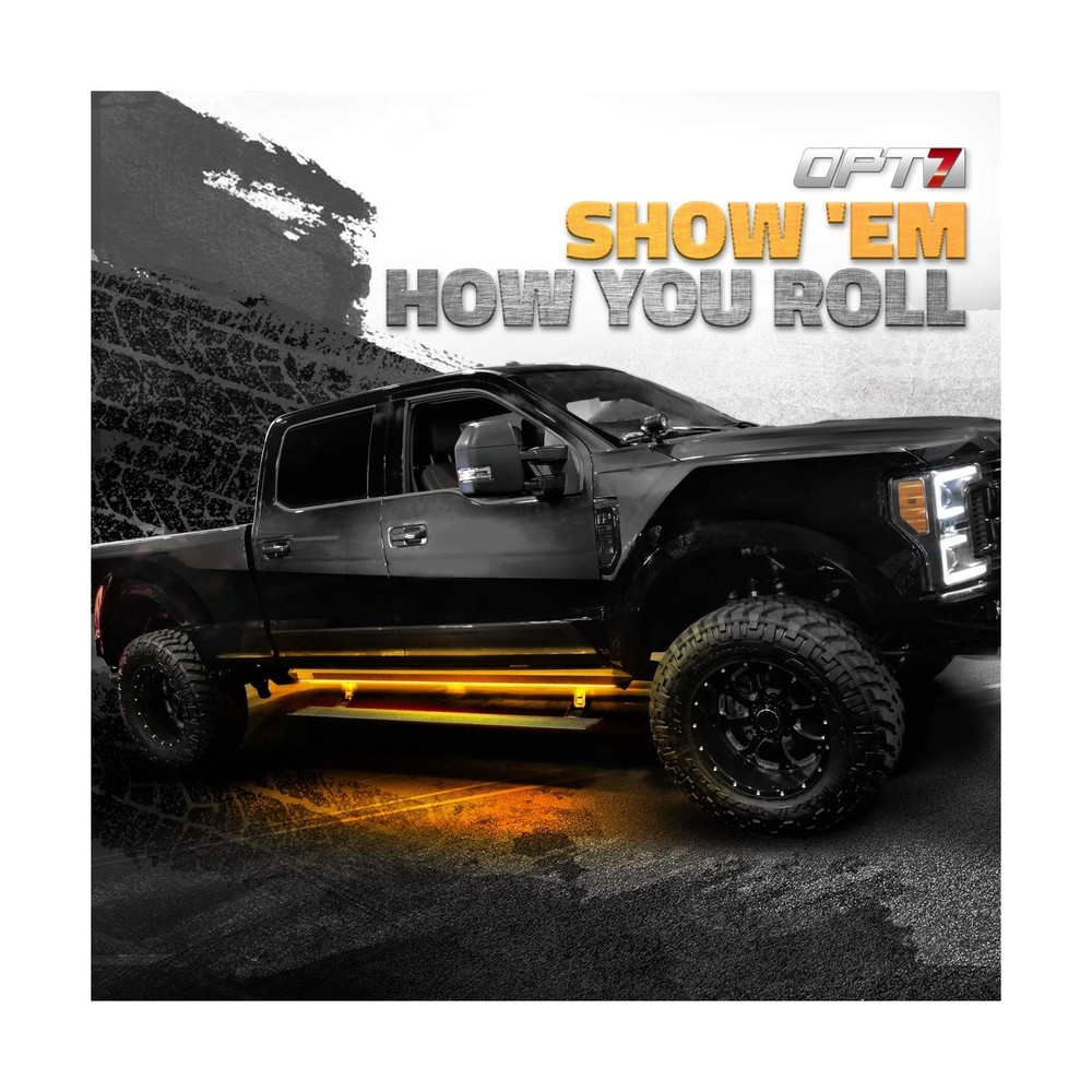 OPT7 Sidekick 86" Running Board Lights 2PCS LED Strips w/Sequential Amber Tur...