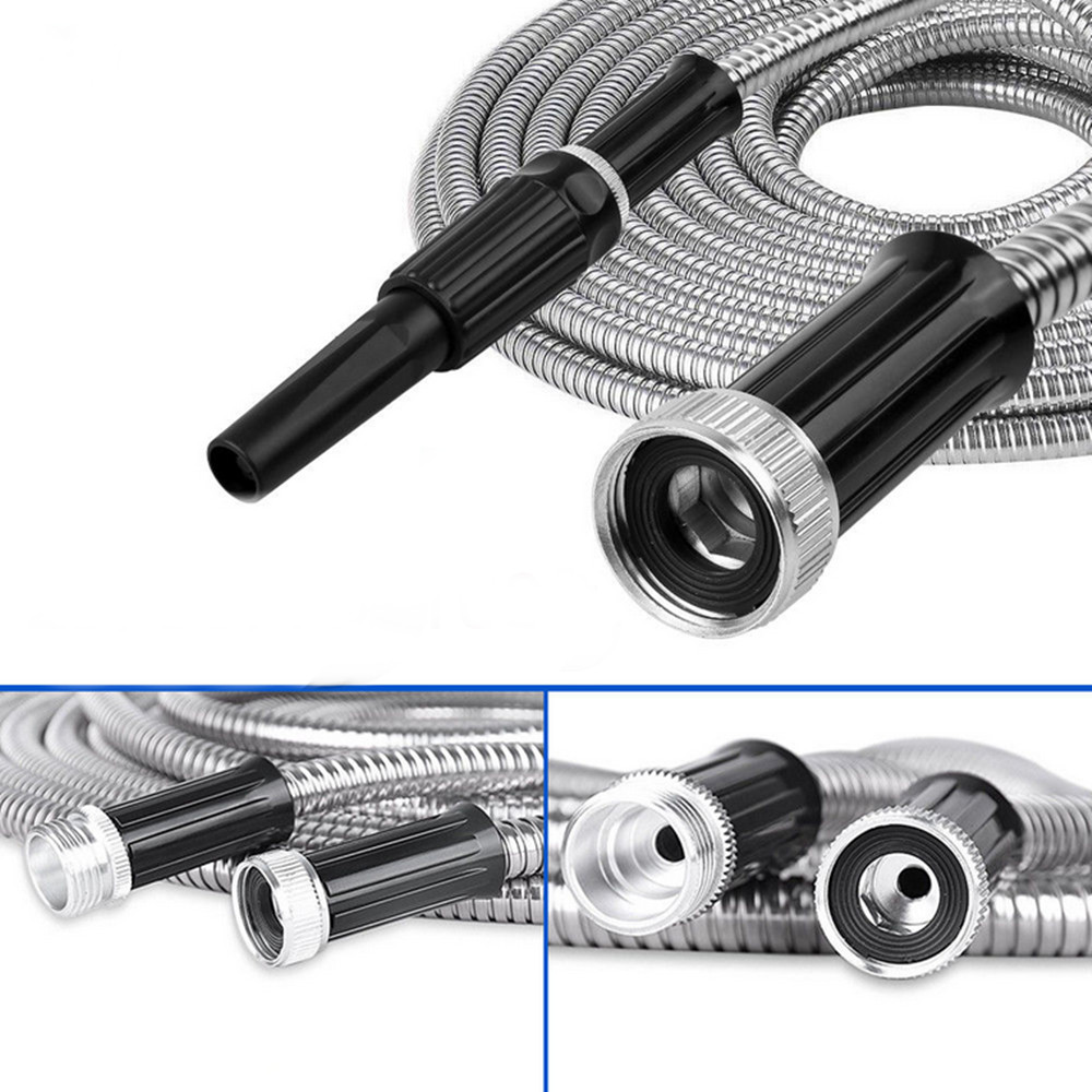 Stainless Steel Metal Garden Water Hose Pipe Flexible Lightweight 25/50/75/100FT