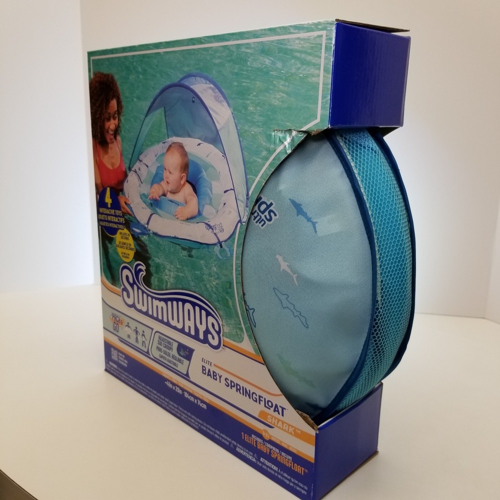 Swimways Elite Baby Spring Float w/ Canopy Packable Pool 9-24 Months Float New.