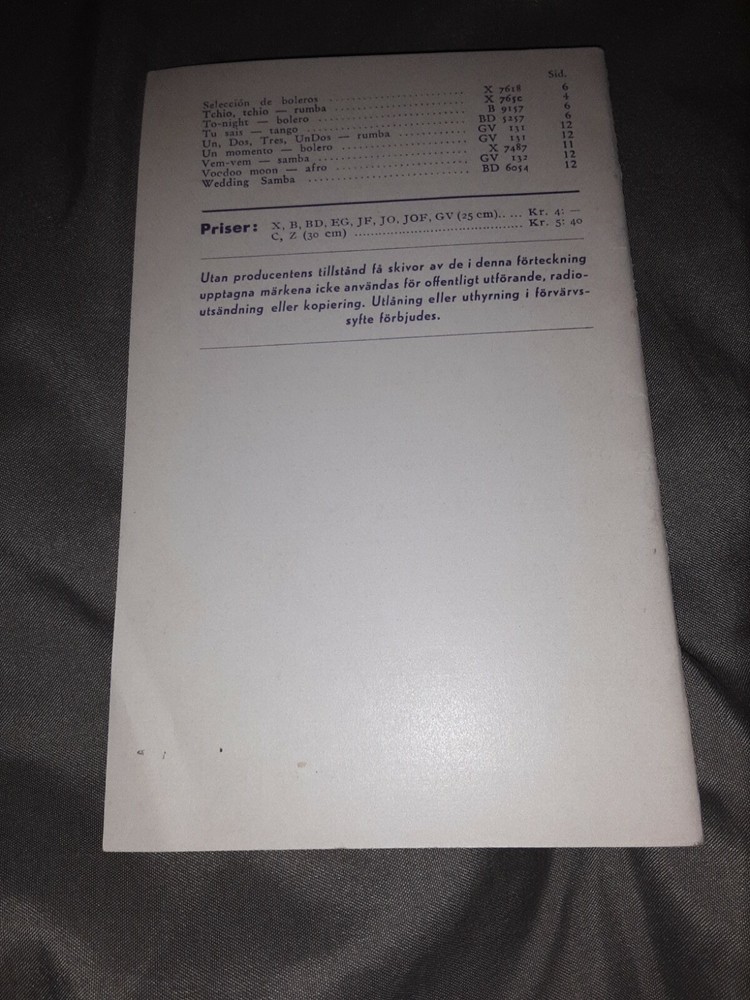 RCA Swing Records Catalog 1950 (Germany)