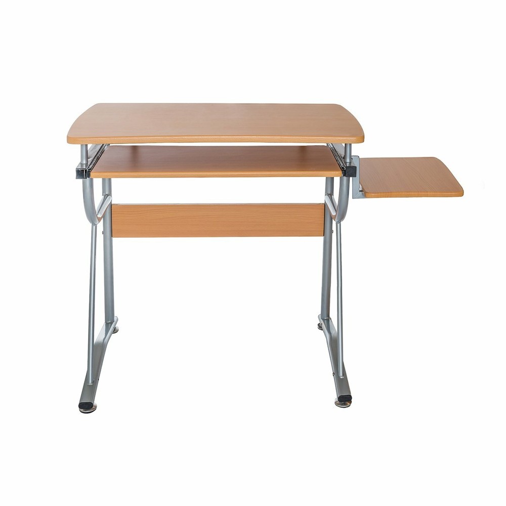 Compact Computer Desk with Pullout Keyboard Tray in Laminated Cherry Finish