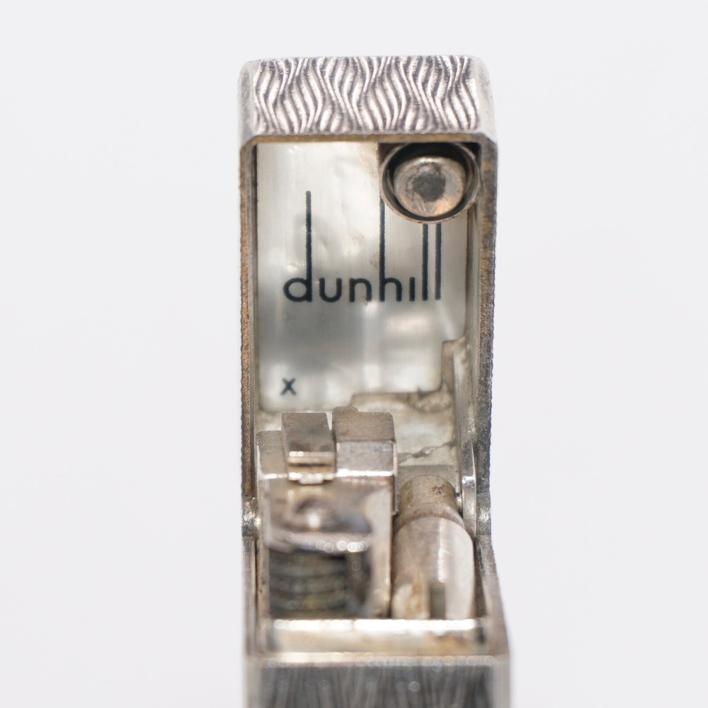 Dunhill Rollagas Lighter Silver CHEVRON Pattern-Ultrasonically cleaned_Working