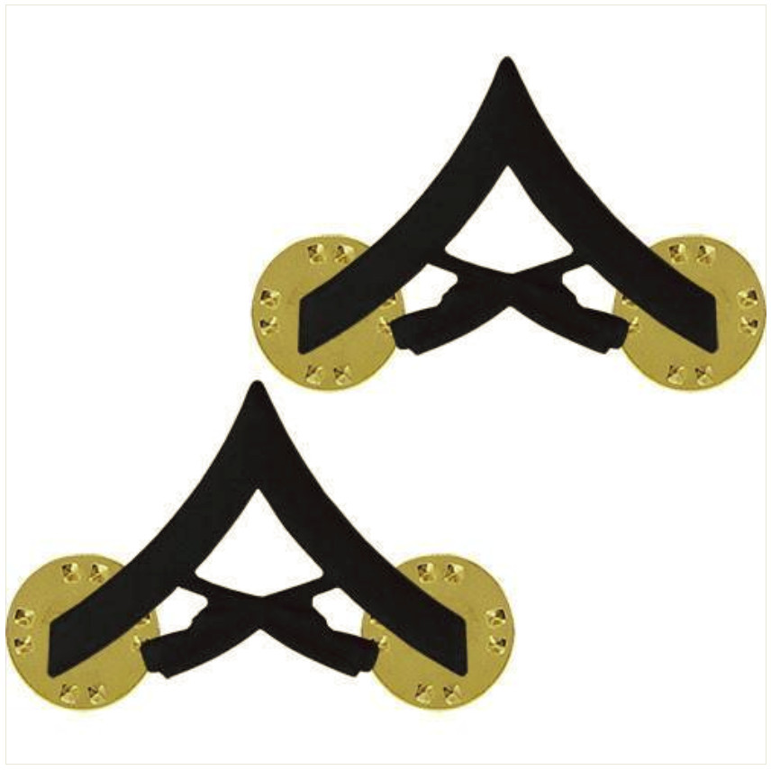 Vanguard MARINE CORPS CHEVRON: LANCE CORPORAL - BLACK METAL, SOLID BRASS