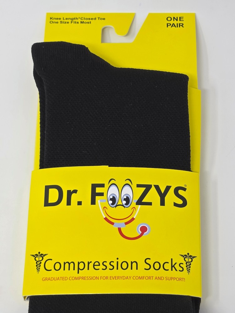 DR FOOZY COMPRESSION SOCKS NEW ONE SIZE ONE PAIR NEW BLACK