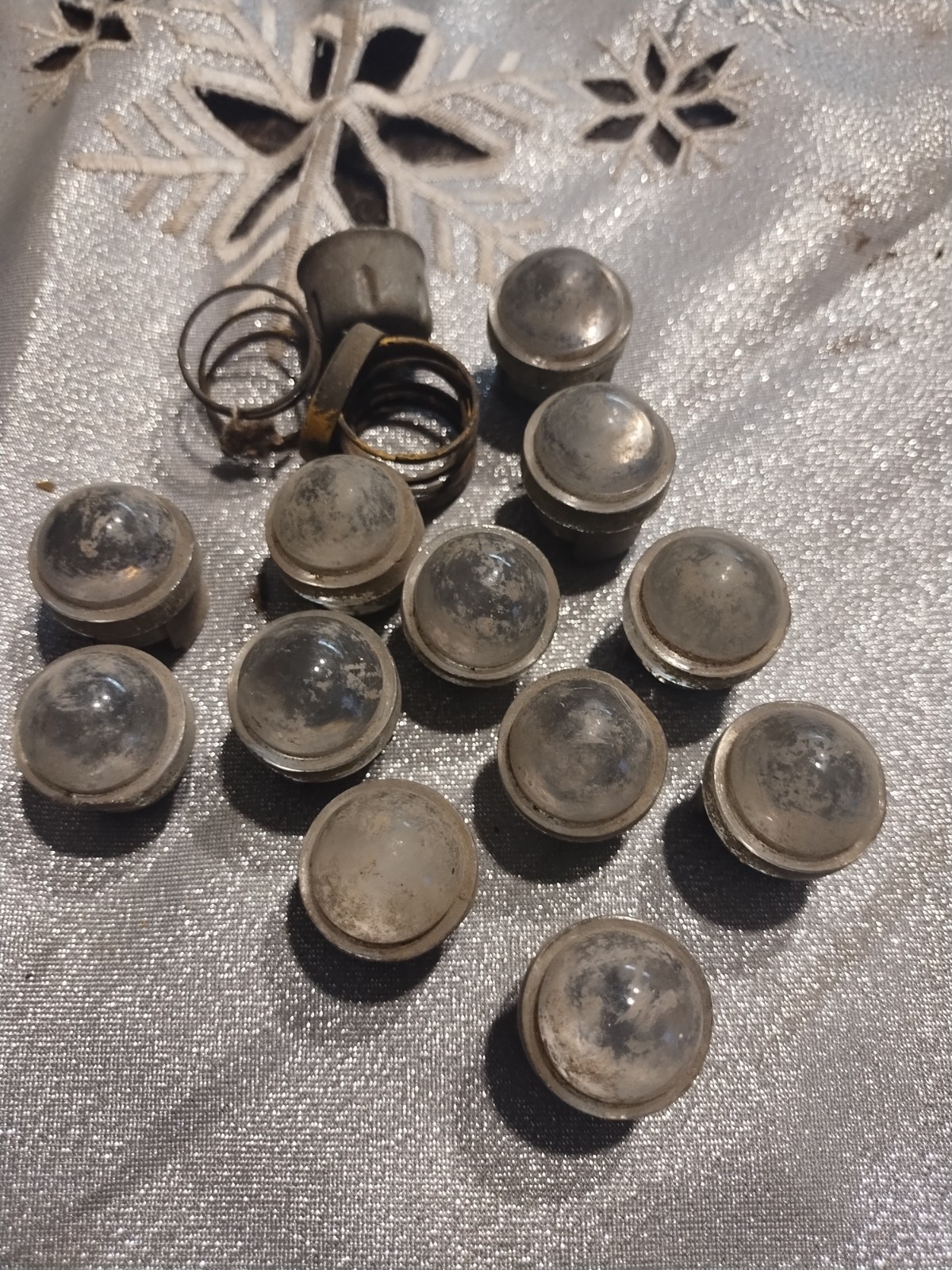 12 ANTIQUE Vtg CLEAR GLASS CAT’S EYE ROAD SIGN Stop RR REFLECTORS