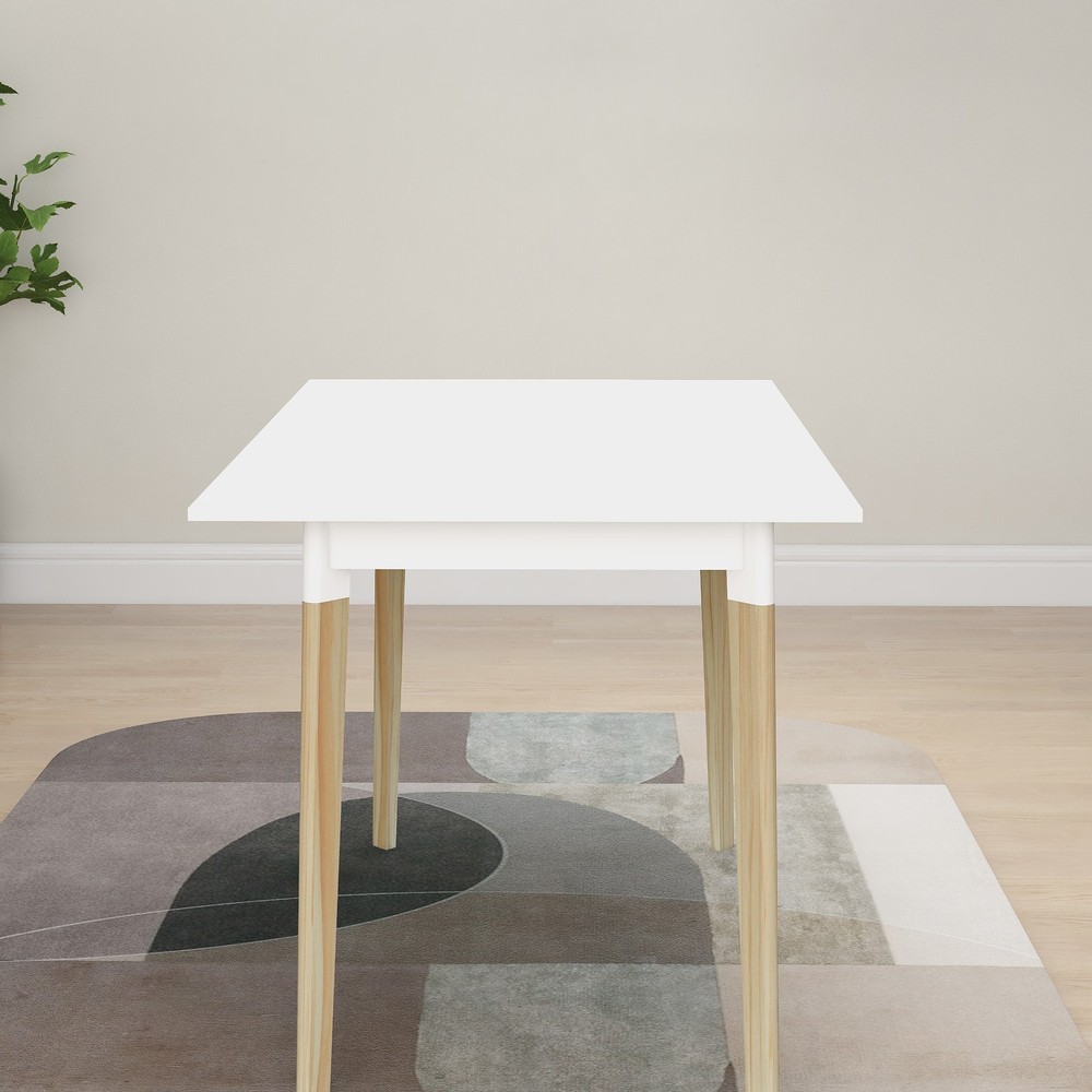 Modern Dining Table 47 Inch Kitchen Table Rectangular Top with Solid Wood Leg