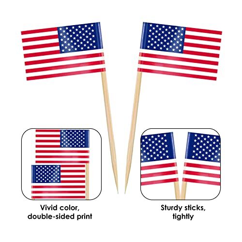 Flag Toothpick Flags Picks, 100/Pcs Small Tiny Cupcake Toppers Stick Mixed 200