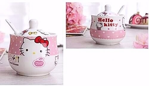 Cute Hello Kitty Ceramic Kitchen Set Cooking Tools Spice Jar Salt Container 3PCS
