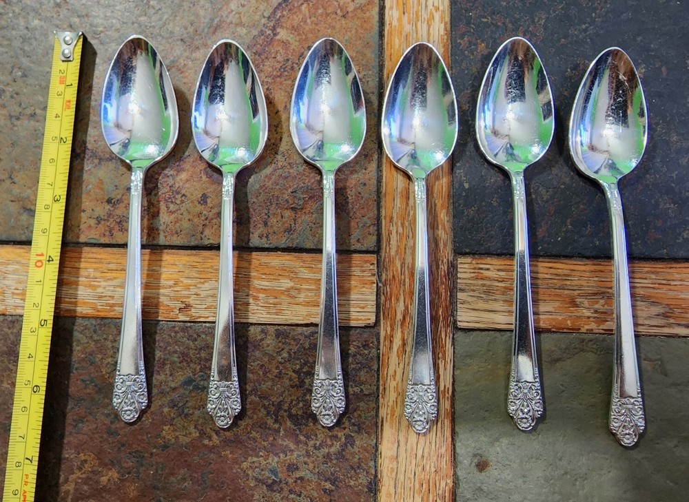 6 ANCHOR ⚓ROGERS c1941 PRECIOUS SILVERPLATED TEASPOONS 🫖/ TEA 🍵 SPOONS