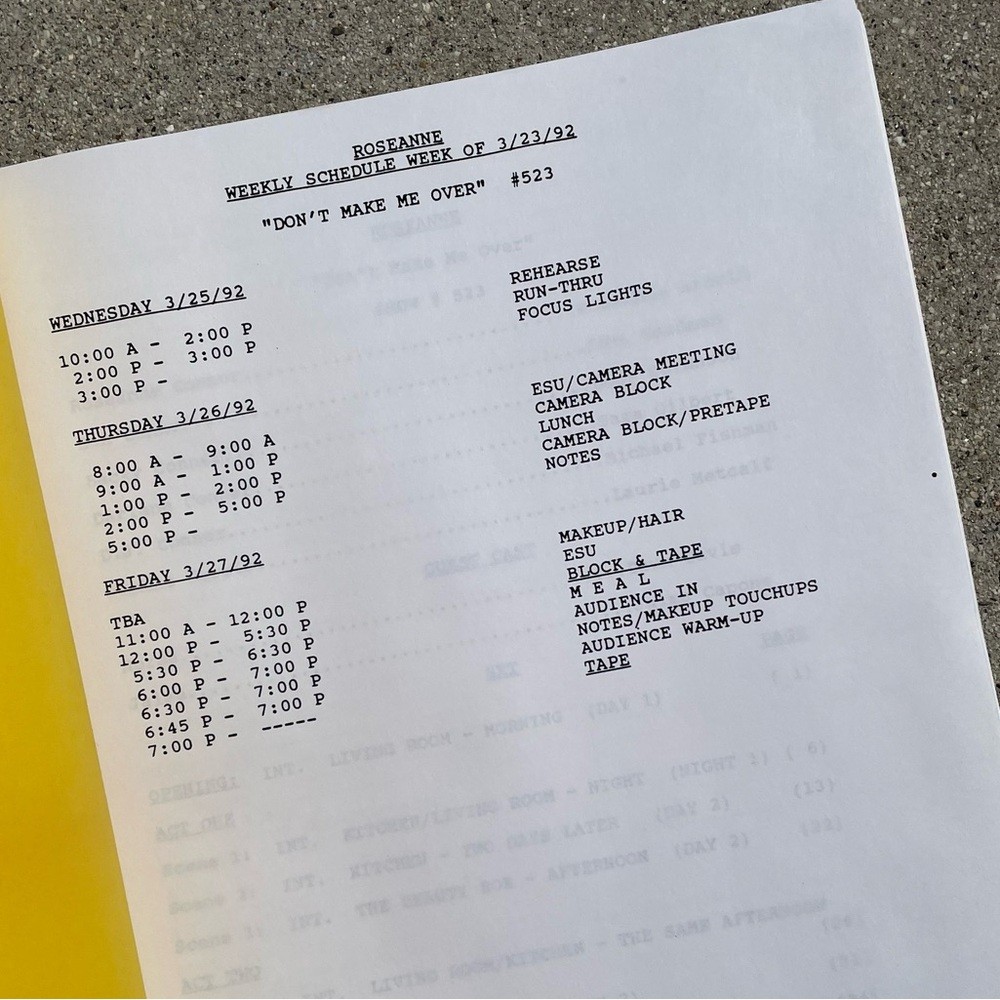 Roseanne Original 1992 Production Used Final Draft Script Don’t Make Me Over