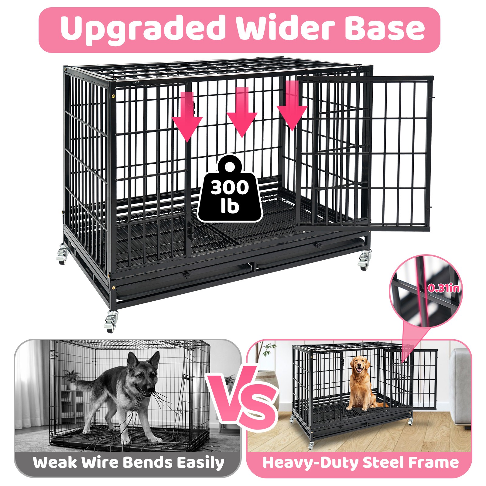 47 in Large Dog Crate Dog Kennel Indoor Stackable, Big Dog Cage for Large Dogs
