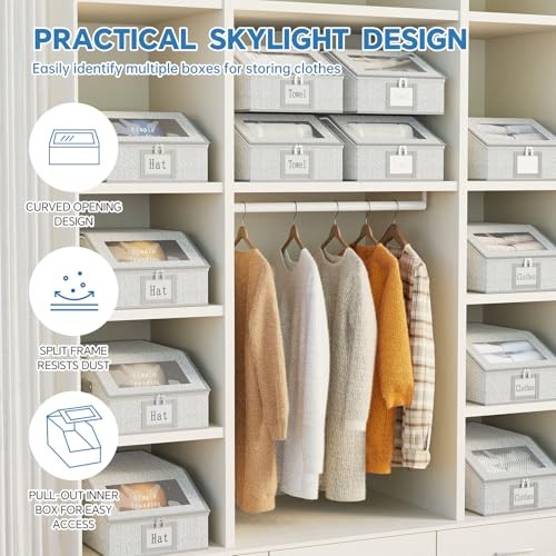 Hat Organizer for Baseball Caps, 2PCS Stackable Storage with Clear Window