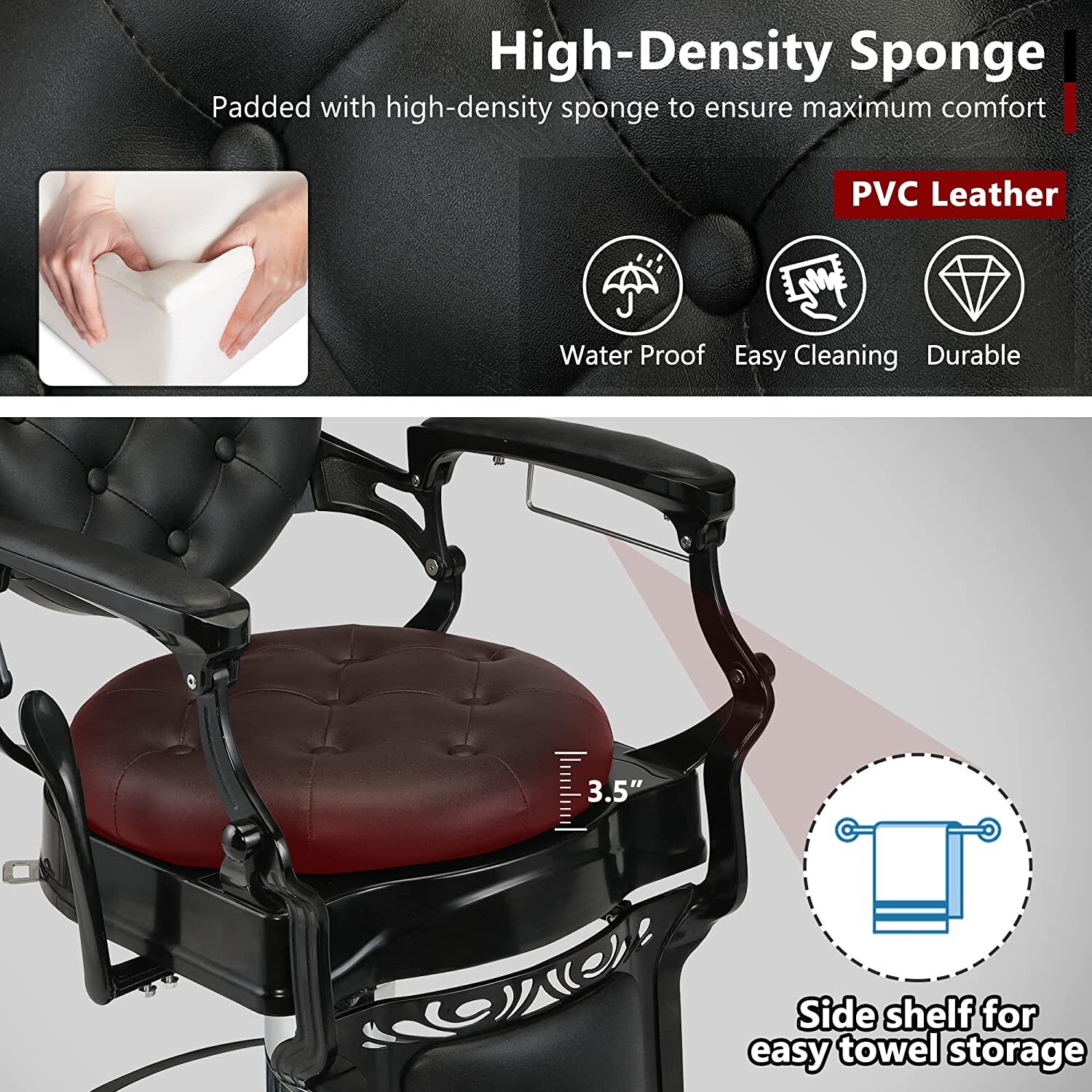 Vintage Heavy Duty Hydraulic Barber Chair Recline All Purpose Beauty Salon Chair