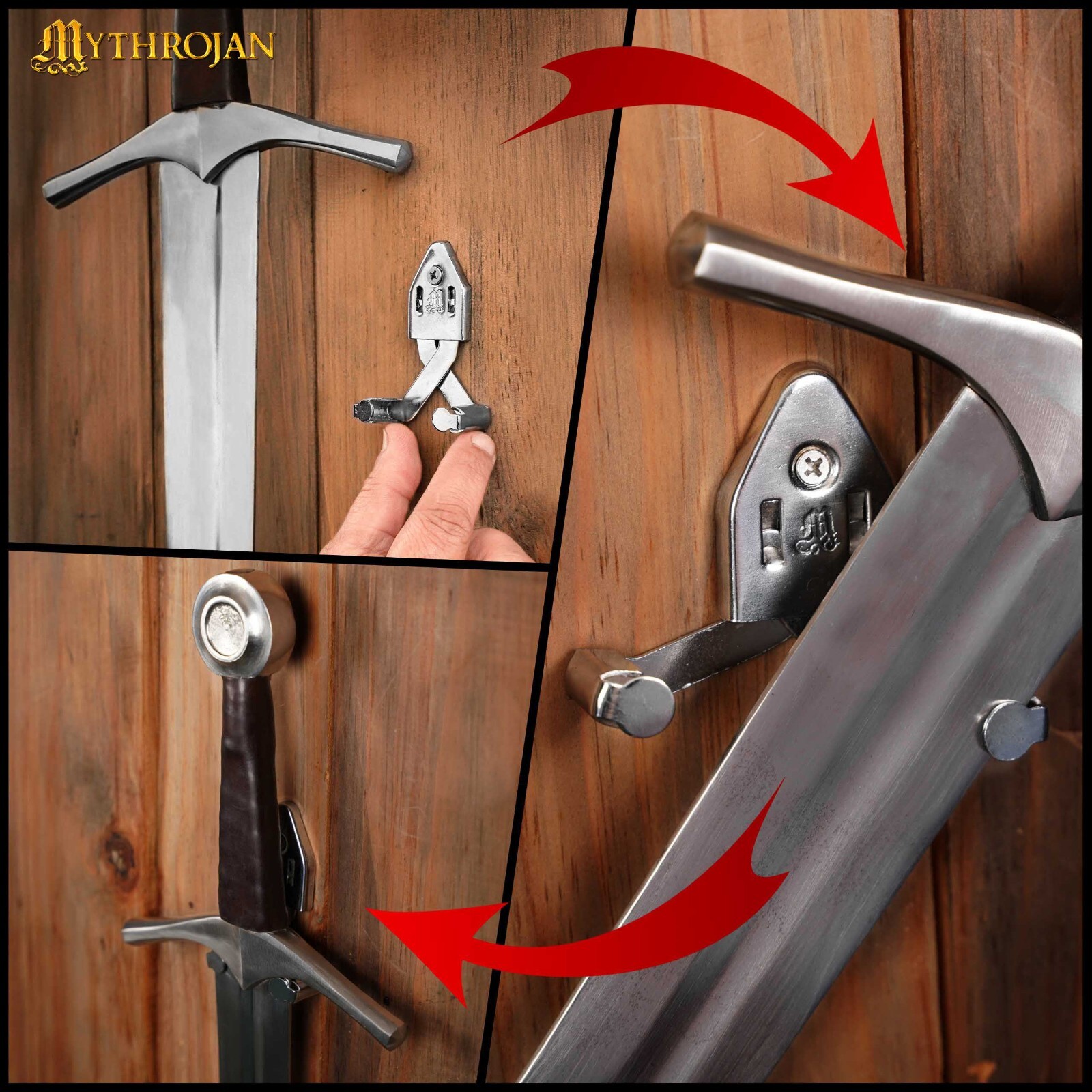 Universal Sword Bowie Knife Dagger Hanger Vertical Wall Mount Holder Set of 2