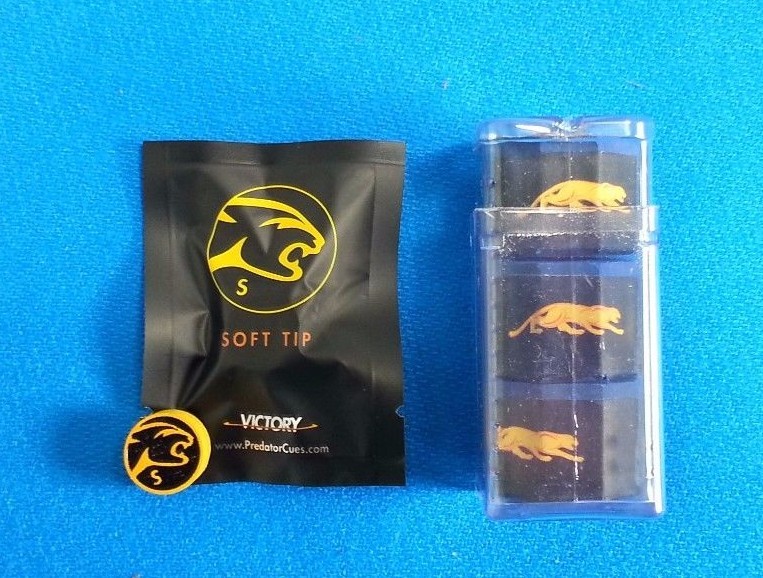 Predator Tip / Chalk Combo- Soft Victory Cue Tip & 3 Pc 1080 Pure Chalk + Case