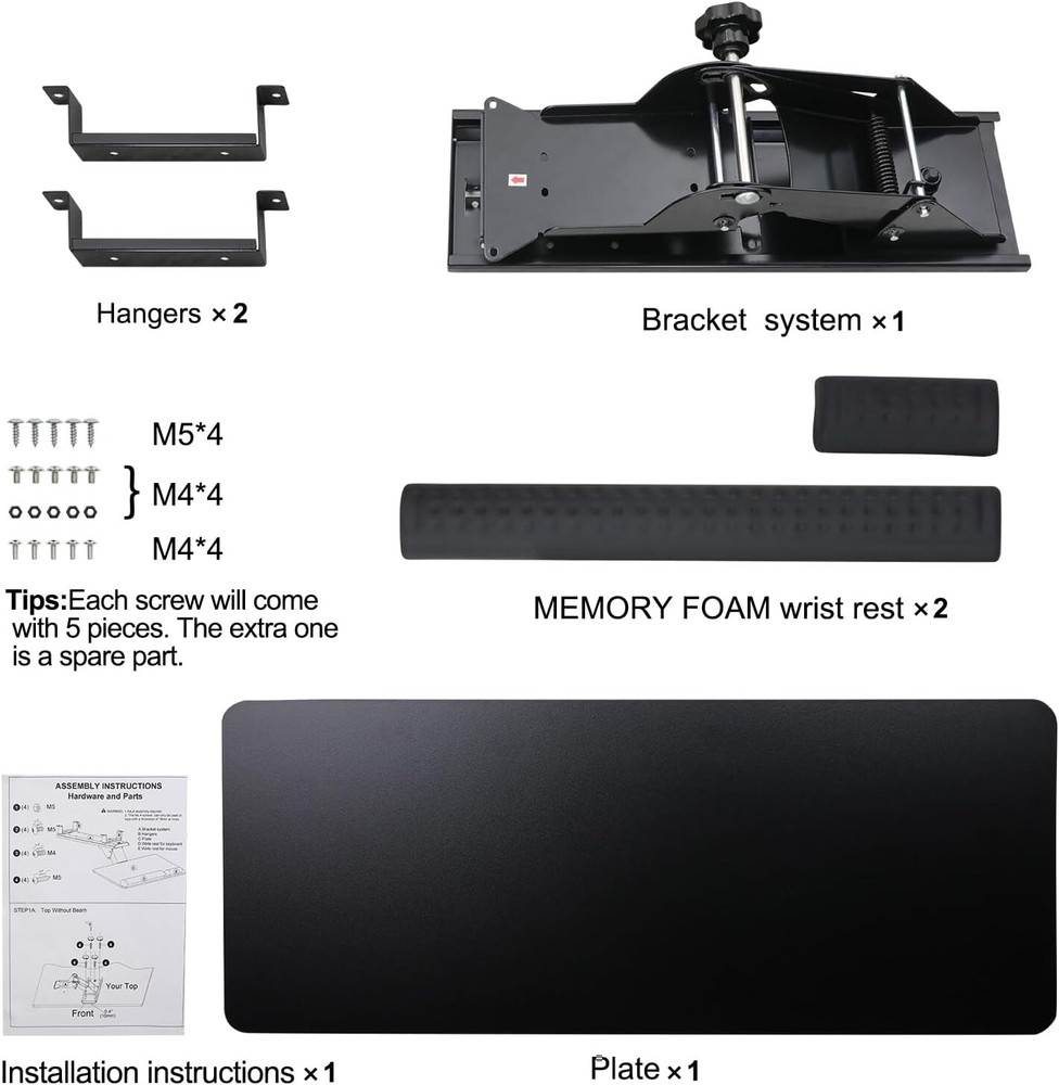 CARTMAY Keyboard Mouse Tray Pull Out Under Desk Ergonomic Mount Computer Office