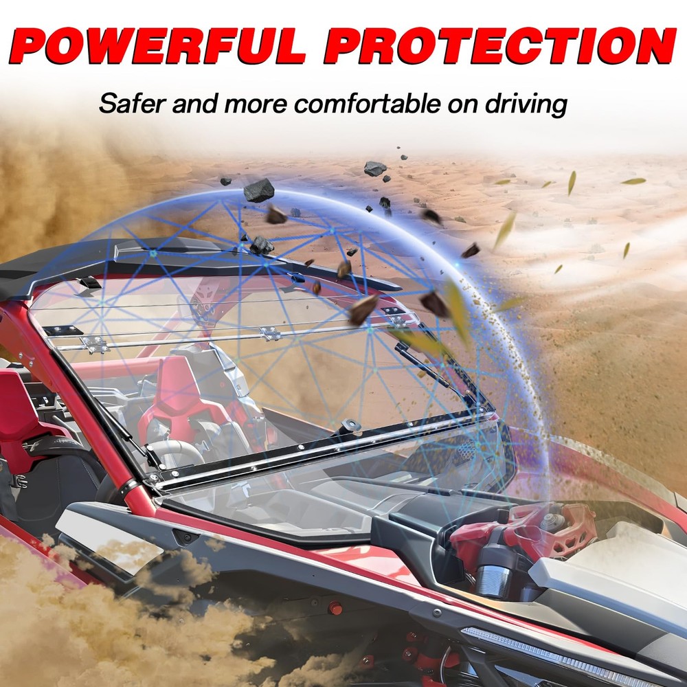 Front X3 Flip Windshield Scratch Proof Full Windshield Clear one size