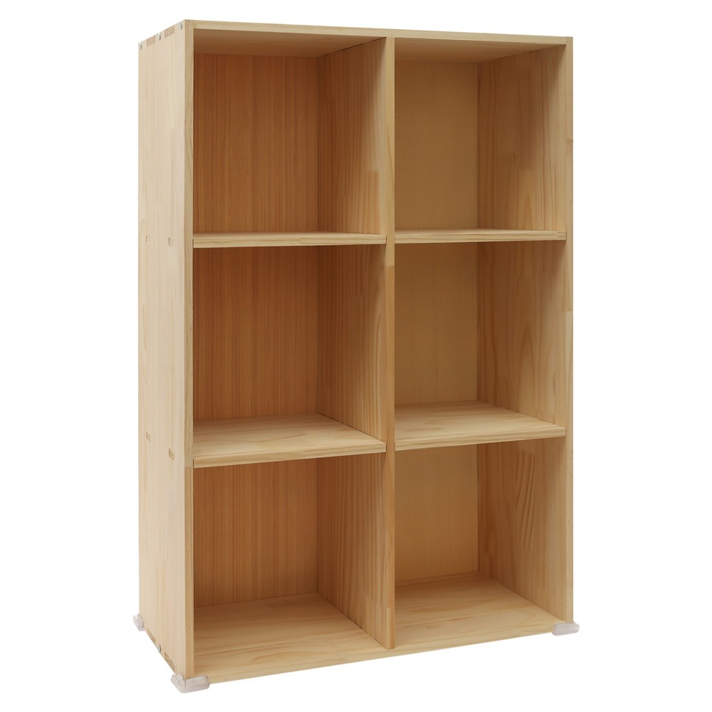 Solid Wood Bookcase with 6 Cubes - Stylish Storage & Elegant Design