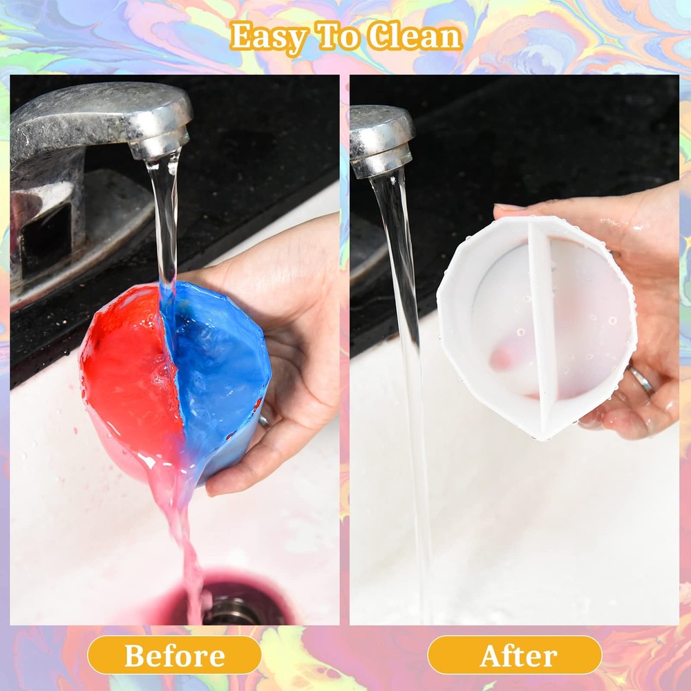 4 Pcs Split Cups for Paint Pouring, Silicone Split Cup Fluid Art Split Cup Re...