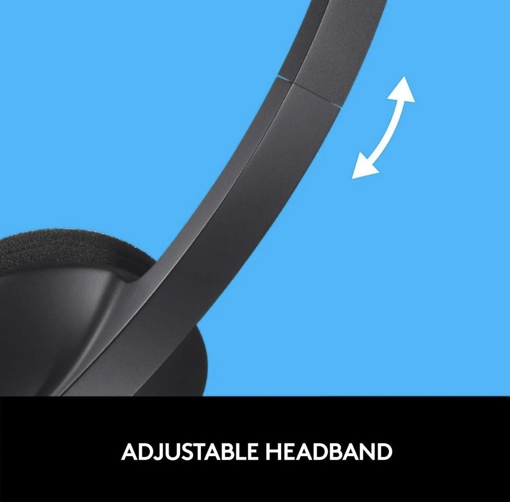Logitech H340 USB Headset Stereo for Computer Windows and Mac Black 981-000507