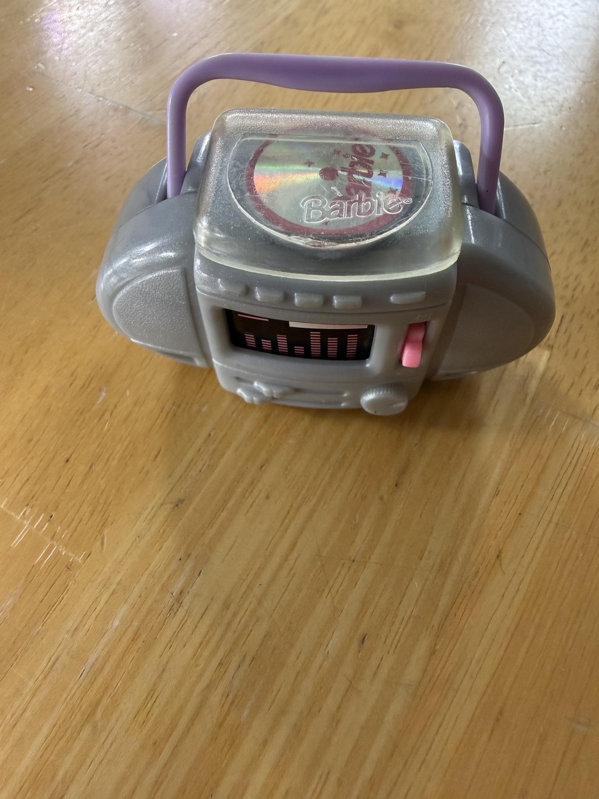 Vintage Mattel Barbie Boombox Radio Wind-Up Toy Accessory Gray Purple Doll