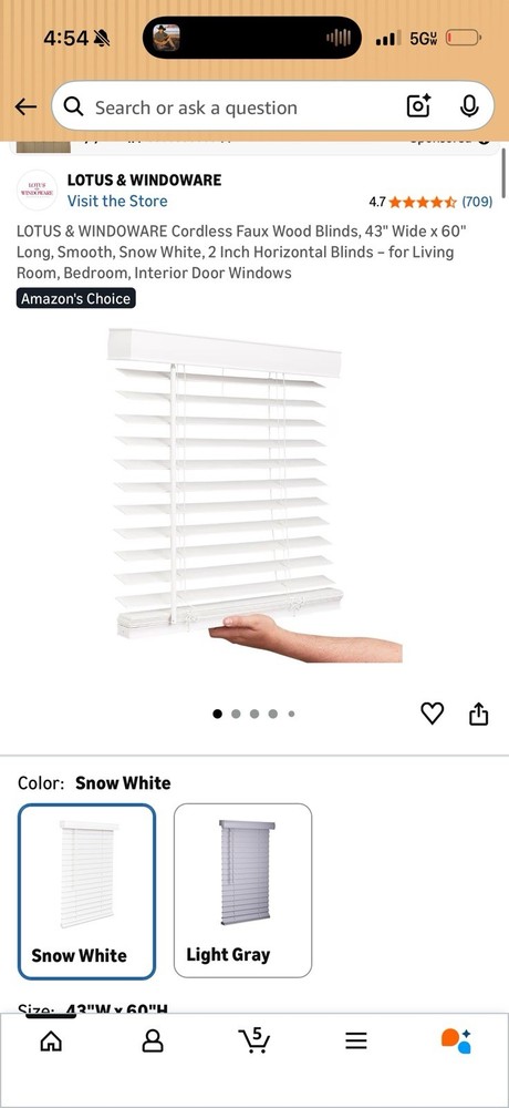 Lotus &Window Ware Cordless 43”x60” F